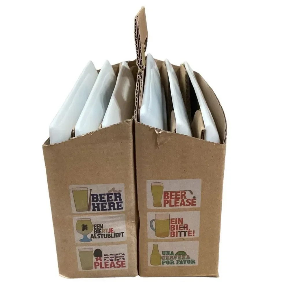 Crate & Barrel Around the World Beer Sampler Appetizer Plates in Tote Box